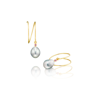 Earrings 14K Gold Double Hoops | Tahiti Pearls | Susan Earrings 14K Gold Double Hoops | Tahiti Pearls | Susan