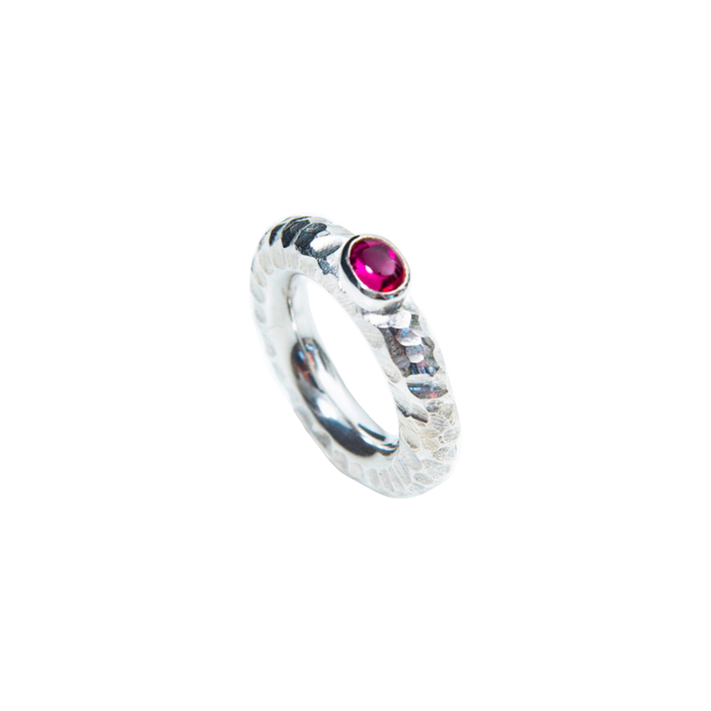 Ring Solid Sterling Silver with gemstone - Rustic design