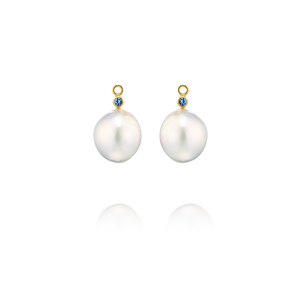 Pendants for Double Hoops Earrings with White Pearl and Blue Sapphire by Susan Brandt Jewelry 2