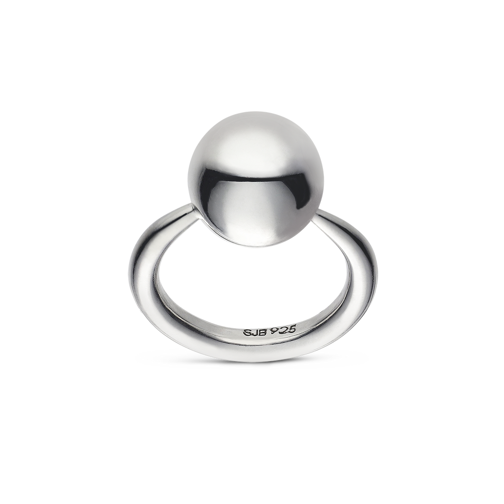 Silver ring with ball by Susan Brandt Jewelry